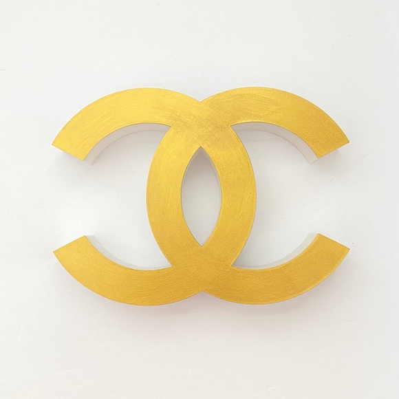 ❗️PRICE DROP❗️ Rare Large CC Gold/White Art Decor - Picture 2 of 6